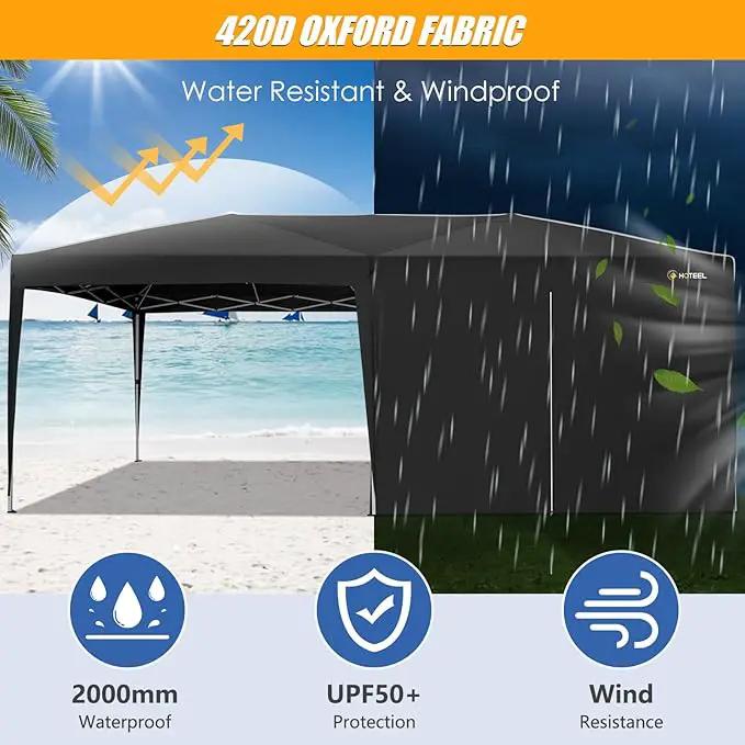 HOTEEL 10x20 Pop up Canopy with 6 Sidewalls, One Push Instant Setup Outdoor Canopy Tent with Reinforce Rod, Weight Bag, for Parties, Events, Black by GreenHaven Gardens