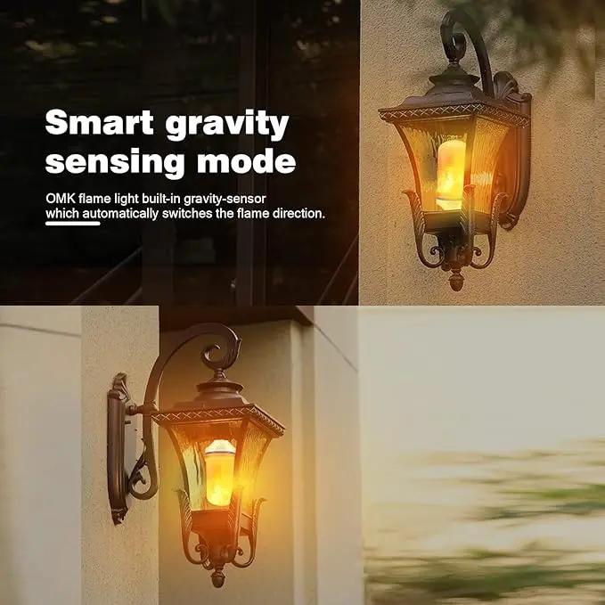 OMK 4 Pack Flickering Light Bulbs Christmas Decorations Sunlight LED Flame Effect Light Bulbs 4 Modes Fire Flickering Light Bulbs for Party Indoor Outdoor Decor Holiday Gifts by GreenHaven Gardens