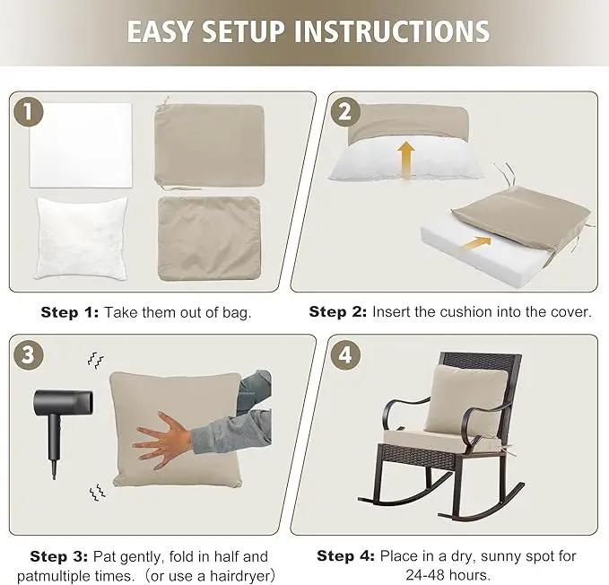 22"x22" Outdoor Cushion for Patio Furniture – Water-Repellent & Fade-Resistant Patio Chair Cushion for Garden, Deck, or Porch – Cream by GreenHaven Gardens