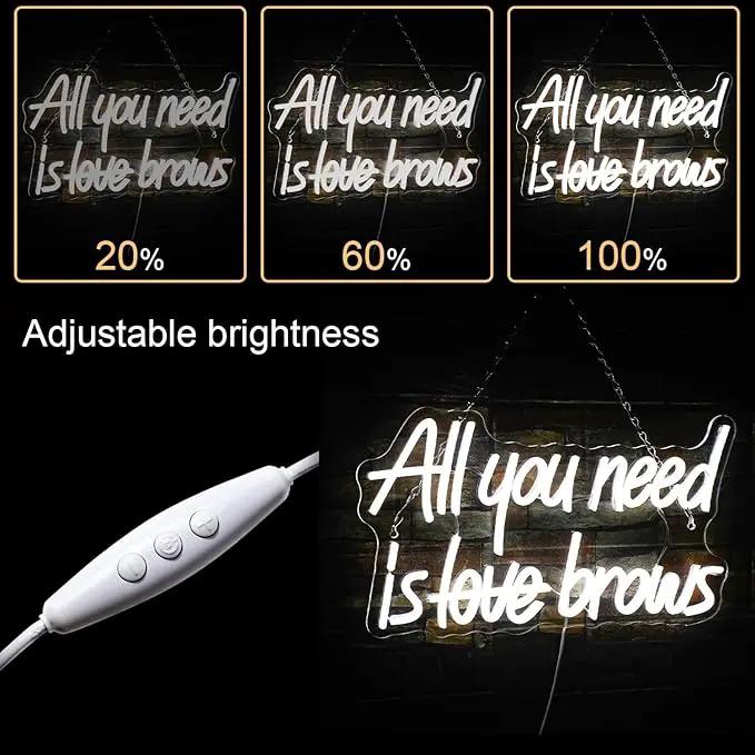 WLHOPE All you need is Brows Neon Sign White Led Neon Signs for Wall Decor, Nails Neon Signs USB Letter Neon Light Signs for Bedroom Girls Room Beauty Shop Nails Room Party Gift, Neon Nail Sign by GreenHaven Gardens