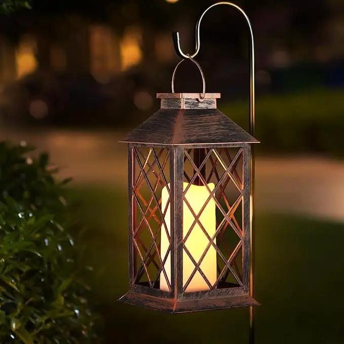 2 Pack Solar Lantern Outdoor Waterproof Garden Decor Hanging Lanterns Birthday Gifts for Women Mom 11" LED Flickering Flameless Candle Christmas Table Lights for Yard, Patio, Porch, Backyard by GreenHaven Gardens