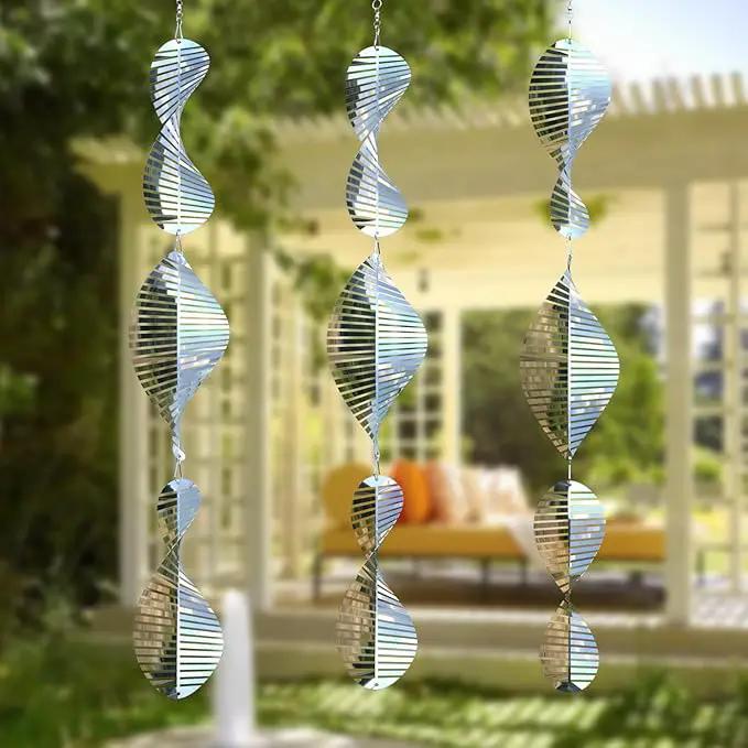 3 * 3 Stainless Steel Bird Scarer Discs Set, 3D Reflective Helix Wind Spinners Bird Reflector & Sparkly Metal Outdoor Garden Décor Sculpture Ornaments, Deterrent to Scare Pigeon Away Yard Patio Farm by GreenHaven Gardens