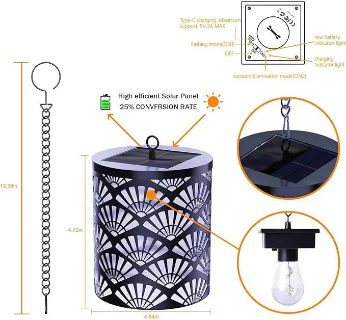 RGB Solar Lanterns Outdoor Waterproof Hanging Solar Lights Gifts for Men Women Metal Decorative LED Lanterns for Yard, Patio, Lawn, Tabletop, Pathway, Landscape, Garden Decor Fan Style(2 Pack) by GreenHaven Gardens