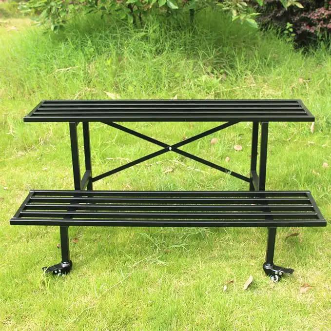 Zhongma 2 Tier Sturdy Metal Plant Stand with Wheels Heavy Duty Plant Holder for Home Indoor and Outdoor,L45.67 x W17.5 x H16.14 inch,440 LBS Capacity & Heavy Duty Construction by GreenHaven Gardens