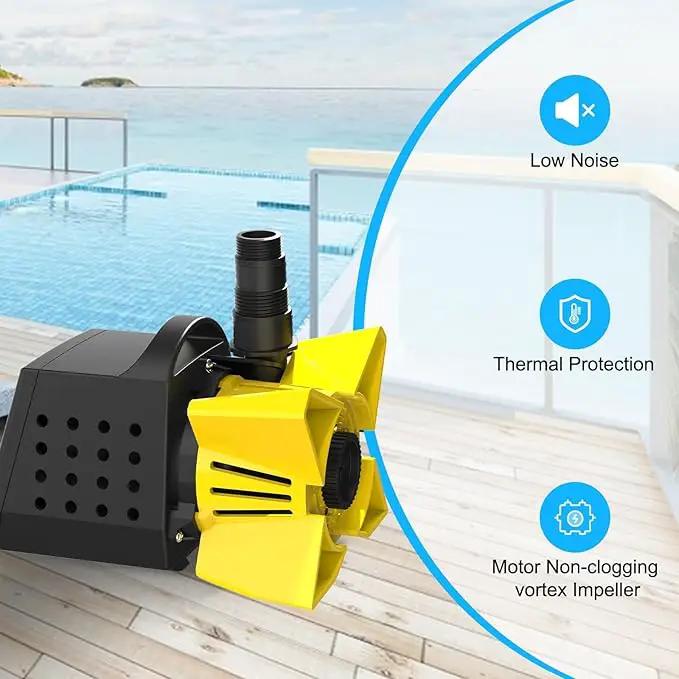 3200GPH Sump Pump - 100W Submersible Water Pump with Barrier Bag, Ultra Quiet Aquarium Pump with 33FT Power Cord for Pond, Waterfall, Fish Tank, Statuary, Hydroponic, Yellow by GreenHaven Gardens