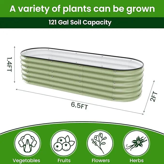 6.5X2X1.4 FT Raised Garden Bed for Outdoors - Galvanized Planter Raised Beds, Metal Planter Box for Vegetables,Flowers, Herbs, and Succulents(Light Green) by GreenHaven Gardens