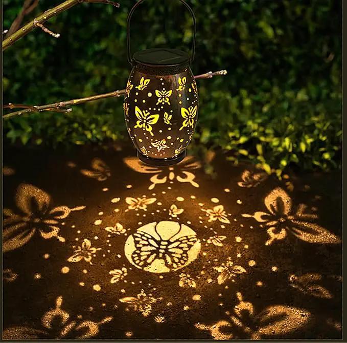 2 Pack Solar Lantern Butterfly Solar Outdoor Waterproof Hanging Metal Solar Powered Patio Lanterns Garden Solar Lights Outdoor Decorative Gifts for Women by GreenHaven Gardens