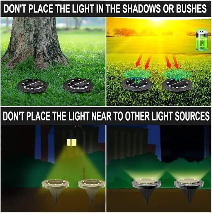Solar Powered Ground lights 12 Pack,Waterproof LED Solar Lights Outdoor Solar Disk Lights Decorative,Solar Garden Lights for Landscape Pathway Patio Yard Walkway Path Lawn Driveway Lighting Warm White by GreenHaven Gardens