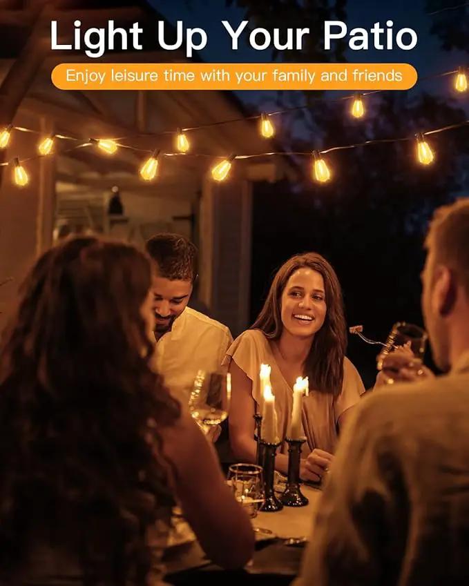 GLUROO Outdoor String Lights 180FT, 90+6Pcs Vintage Bulbs Shatterproof 2700K LED Patio String Lights Waterproof, Connectable Edison Style Lights, Hanging Lights for Backyard, Bistro by GreenHaven Gardens