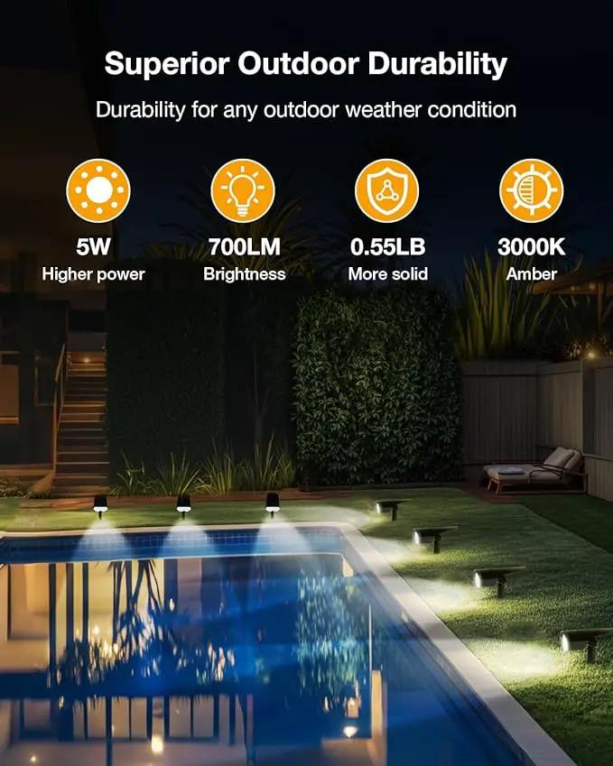 Solar Power Spotlight Outdoor Waterproof Landscape LED Accent Lighting for Yard, Tree, Plants, Walls, Path, Garden, Statues, Adjustable Brightness,Dusk to Dawn Long Lasting 4 Pack Cool White by GreenHaven Gardens