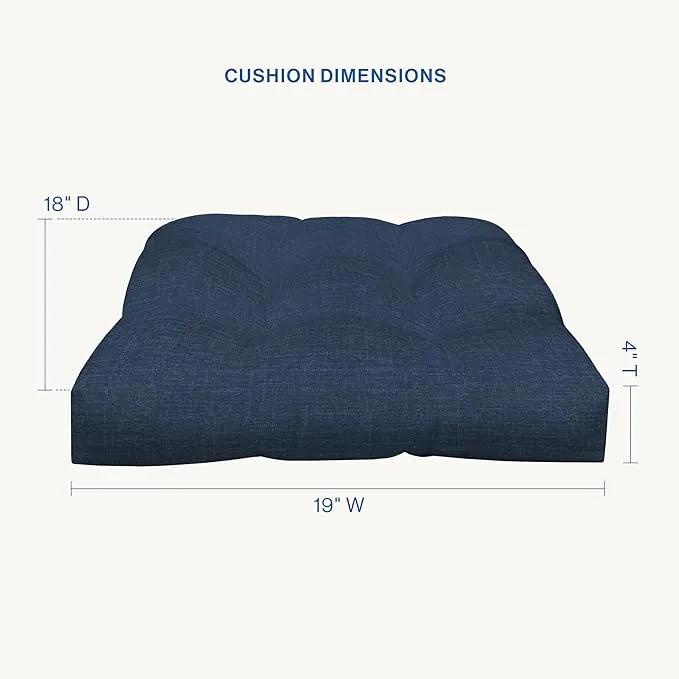 Honeycomb Outdoor Essentials Set of 2 Tufted Seat Pads, 19 x 18, Hampton Texture Navy Dining Chair Cushions for Patio Furniture by GreenHaven Gardens