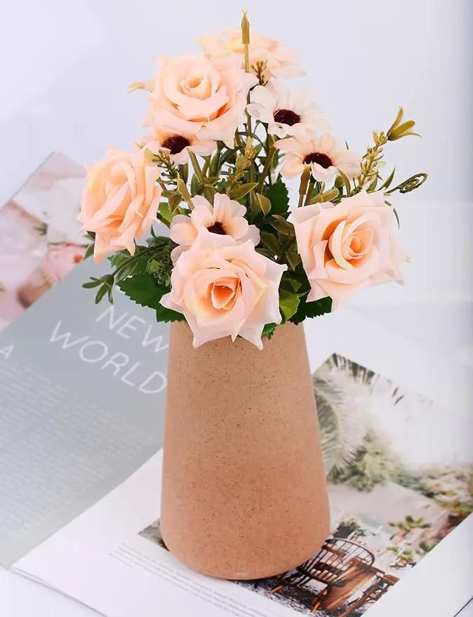 Simple Vase for Flowers Plants, Matte Vases for Modern Table Shelf Home Decor Wedding Boho Decor, 6" H Frosted Elegant Ceramic Vase for Pampas Grass Fluffy Stem Bouquet Lavender Flowers (Brown, 4) by GreenHaven Gardens