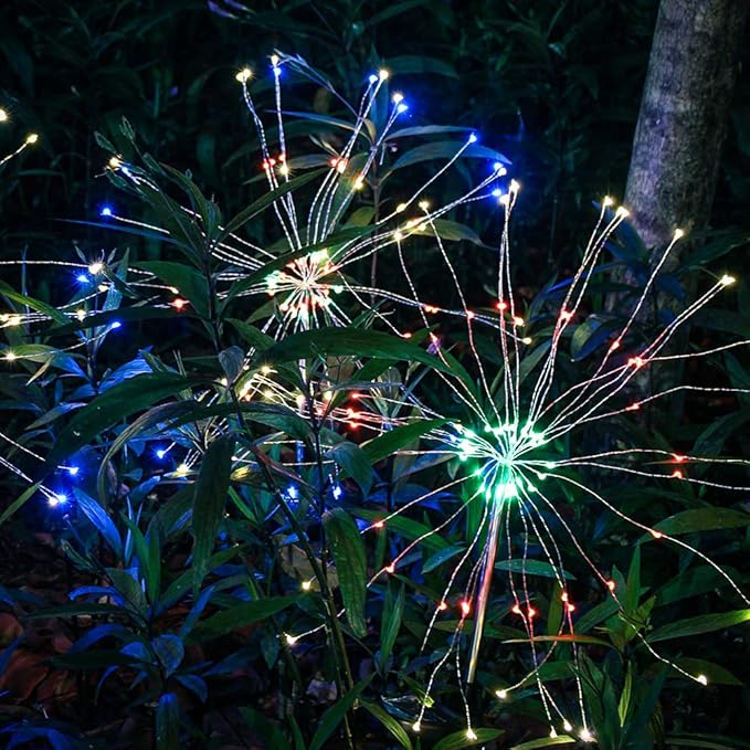 DIY Solar Garden Lights ETL Certified, 105 LED Solar DIY Flowers Fireworks Stars Lights Outdoor, RockyMars Waterproof Solar Powered Pathway Lights for Path Lawn Walkway Patio Yard Christmas, 2 Pack by GreenHaven Gardens