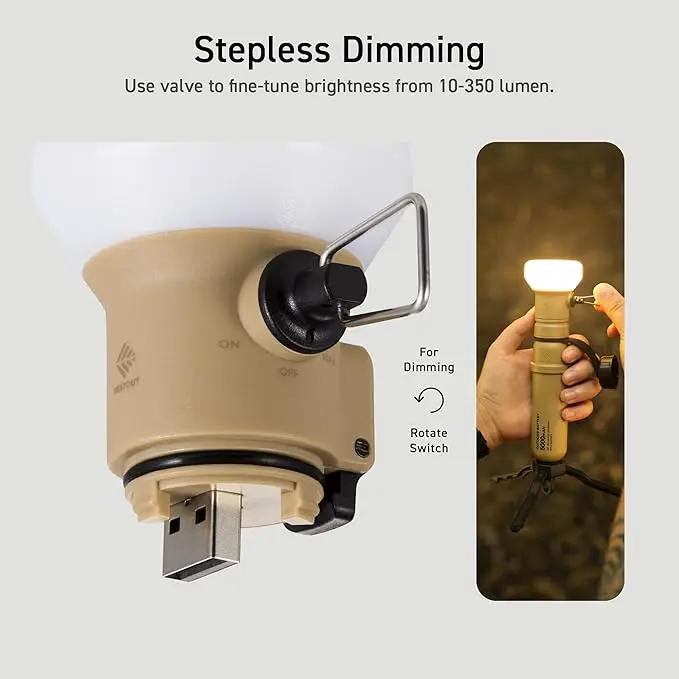 ELECOM NESTOUT Outdoor Camping LED Lantern w/ Mini Tripod, Dimmable USB Powered Soft LED Light, IP44 Water Dust Resistant, 10-350 Lumen, Portable Lamp for NESTOUT Power Bank, Beige (LAMP-1) by GreenHaven Gardens