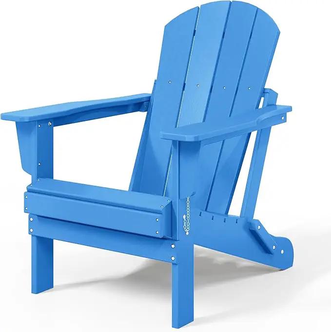 Westin Outdoors Laguna WO Outdoor Adirondack Folding Patio Chairs 8 PCS Set Retro Beach Aesthetic for Backyard, Lawn, Patio, Deck, Garden, Weather Resistant Polyethylene Plastic Lounger (Pacific Blue) by GreenHaven Gardens
