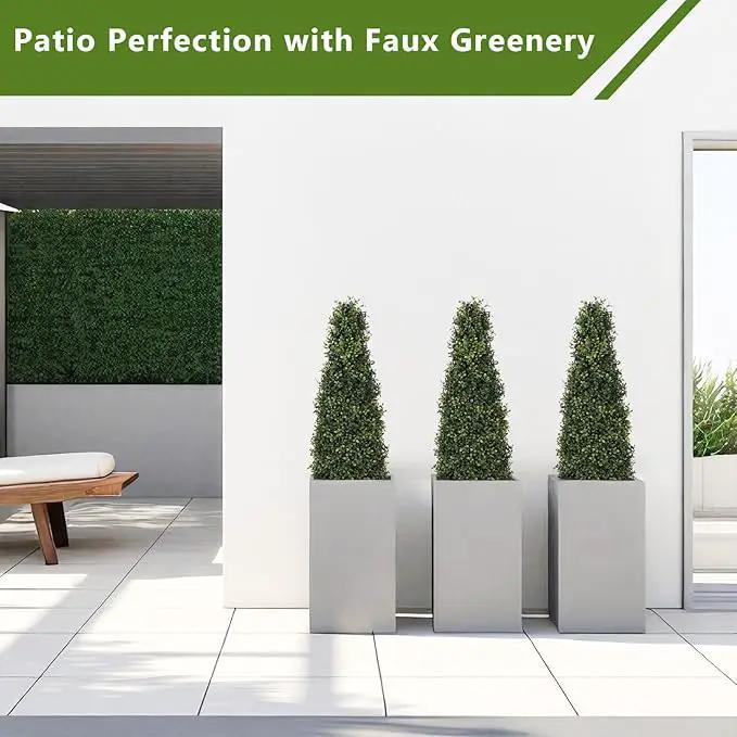 4ft Artificial Boxwood Topiary Trees (Set of 2) - UV Resistant Faux Plants Outdoor, Realistic 48in Fake Potted Bushes and Shrubs for Front Porch, Planter, Patio - Low Maintenance & Evergreen by GreenHaven Gardens
