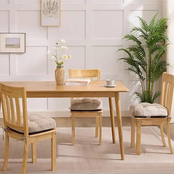Chair Cushions, Memory Foam Dining Chair Cushions, Tufted Indoor Chair Pads, Set of 4, 16.5' x 16.5' x 3.5', Beige by GreenHaven Gardens