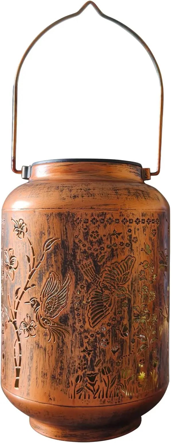 Solar Lantern Outdoor Waterproof Cardinal Style Garden Decoration, Solar Lamp Carved with Elegant Birds and Flowers, Suitable for Courtyards, Backyards, and Porches. by GreenHaven Gardens