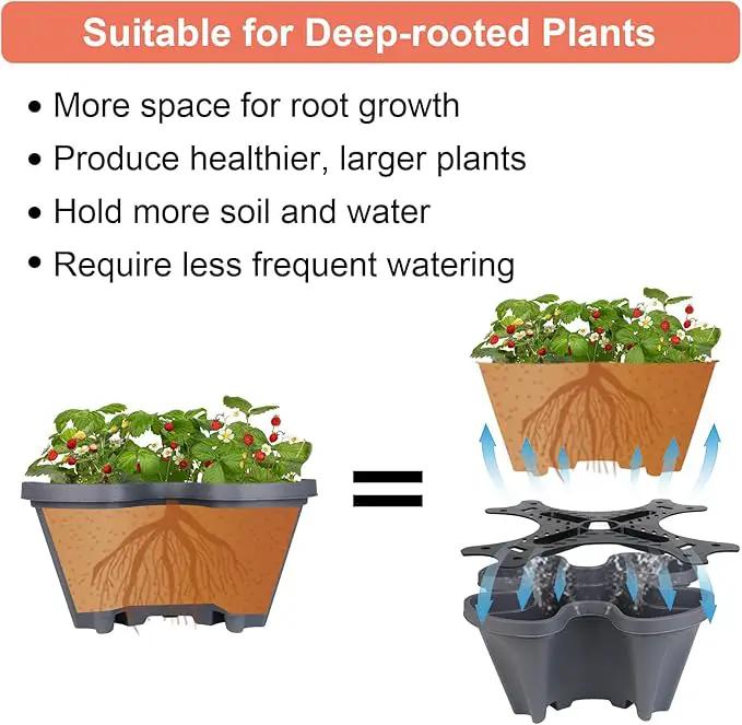Vertical Planter 5 Tier Stackable Planters Garden Planters Strawberry Herb Flower and Vegetable Planter Indoor Outdoor Gardening Pots with Removable Wheels and Tools by GreenHaven Gardens