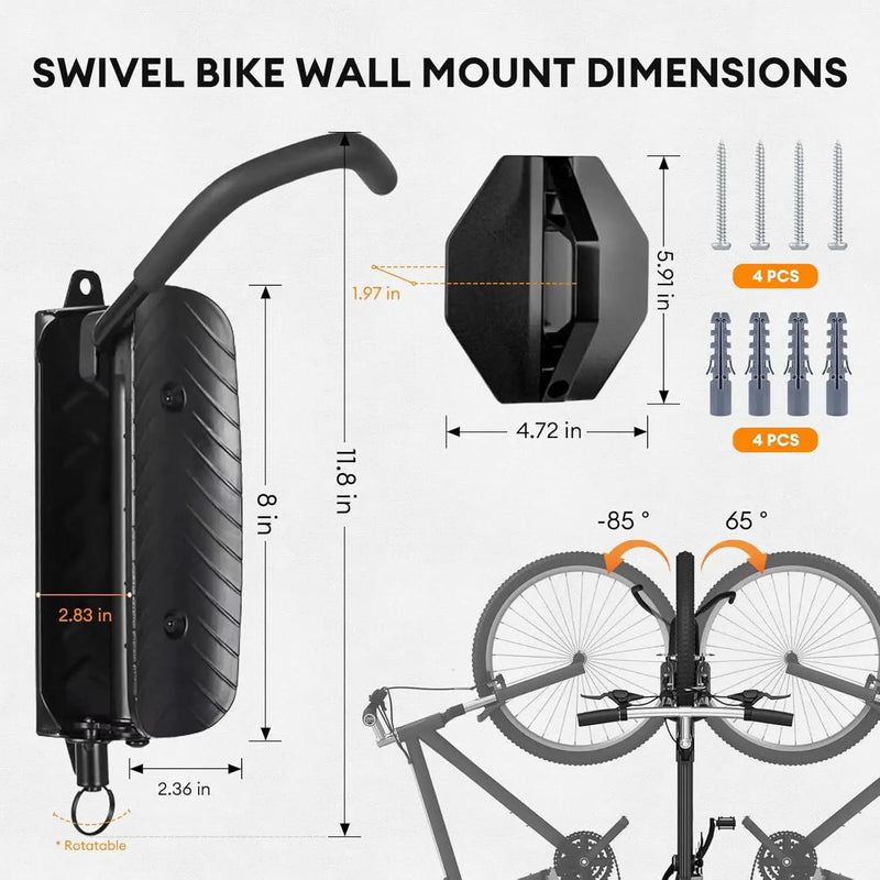 Bike Rack Garage, Bike Wall Mount – 2 Pack Bike Rack for Garage & Indoor Storage, Heavy Duty Vertical Bike Hanger Holds Up to 66 lbs, Space-Saving Bike Wall Rack for Home, Apartment, or Shed by GreenHaven Gardens