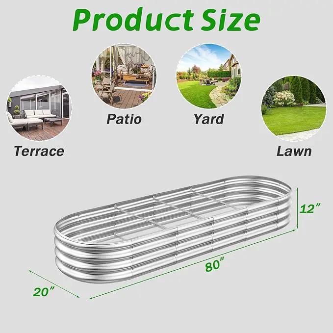 Galvanized Raised Garden Beds, Outdoor Raised Garden Boxes, Oval Large Bottomless Metal Elevated Garden Bed Planter Box for Vegetables, Fruits, Flower (7x2x1(ft)) by GreenHaven Gardens