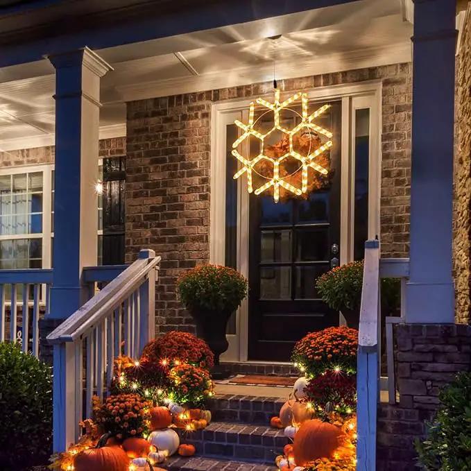DBFAIRY 24-inch LED Christmas Snowflake Window Lights, Large Outdoor Hanging Silhouette Xmas Decor Light with Timer 16.8ft Plug-Powered Cable by GreenHaven Gardens