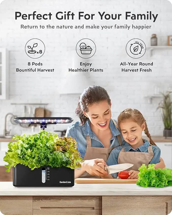 Hydroponics Growing System Indoor Garden: Herb Garden Kit Indoor with LED Grow Light Quiet Smart Water Pump Automatic Timer Healthy Fresh Herbs Vegetables - Hydroponic Planter for Home Kitchen Office by GreenHaven Gardens