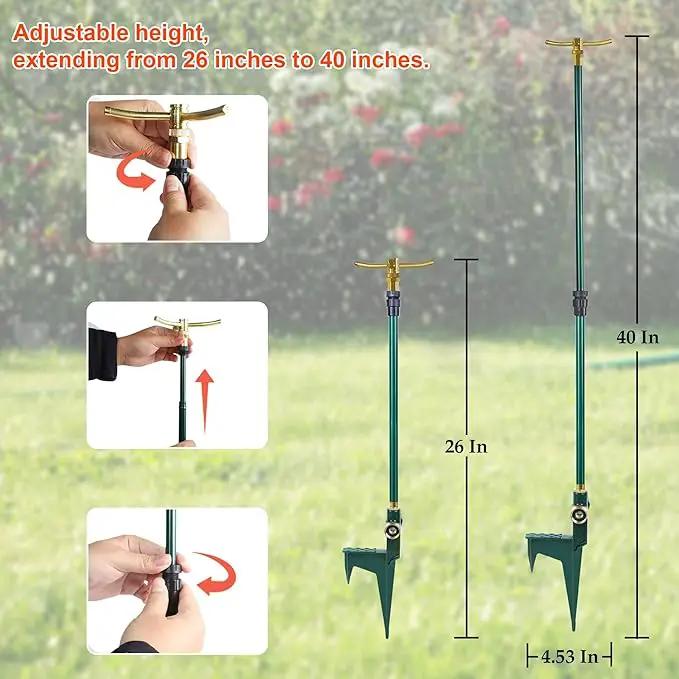 ATDAWN 3-Arm Garden Sprinkler, High-Rise Lawn Sprinkler, 360 Degree Rotation Garden Water Sprinklers, Lawn Irrigation System, Gardening Watering System, Large Area Coverage by GreenHaven Gardens