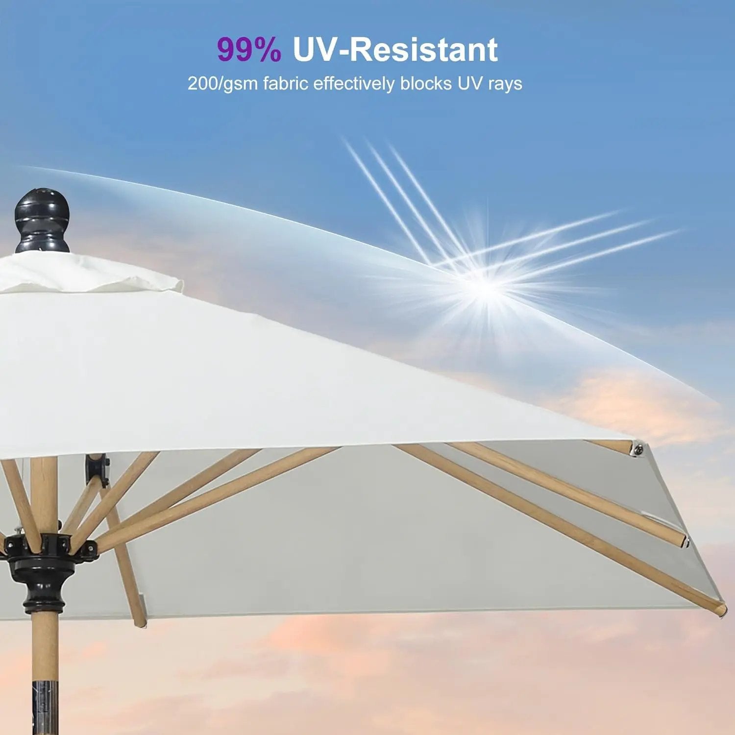 PURPLE LEAF 8' x 8' Square Outdoor Table Umbrella with Base Patio Umbrella Aluminum Market Umbrella with Push Button Tilt & Crank and 8 Ribs Outdoor Umbrella for Pool Backyard Beach, Cream by GreenHaven Gardens