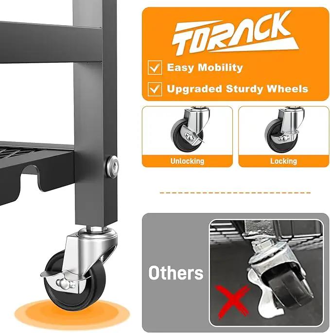 TORACK Garden Tool Organizer Stand with Wheels, Rakes Shovels Yard Tools Stand for Garage, Shed, Garden, Indoor/Outdoor Long-Handled Tools Cart by GreenHaven Gardens