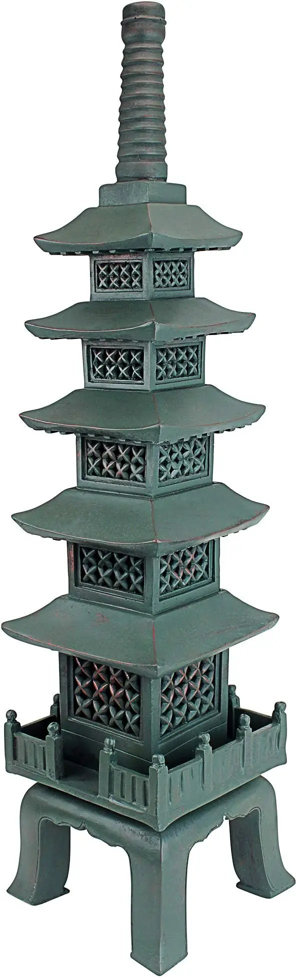 Design Toscano Nara Temple Pagoda Asian Decor Garden Statue, Large 28 Inch Tall, Cast Stone Resin, Verdigris Green Bronze Finish by GreenHaven Gardens