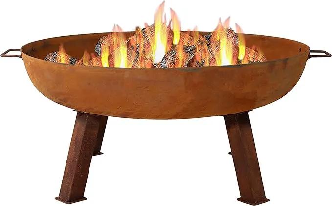 Sunnydaze 34-Inch Cast Iron Heavy-Duty Fire Pit for Outside - Wood-Burning Outdoor Fire Pit Bowl with Handles - Oxidized Finish by GreenHaven Gardens