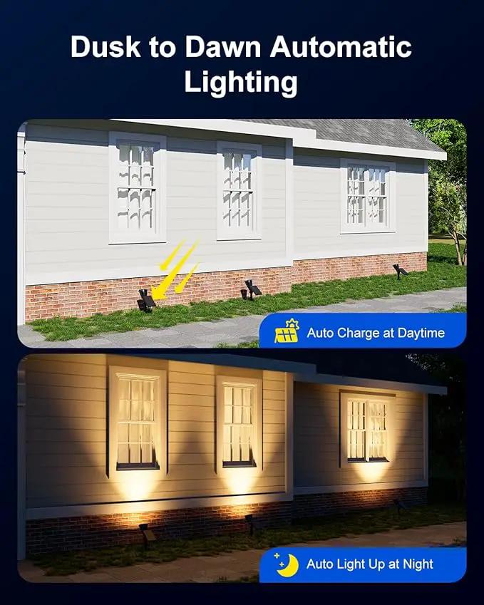 4 Pack Solar Spotlights Outdoor Waterproof for Tree, Statue, Flower, Mailbox, Bush, Wall, Bright LED Outside Landscape Flood Lights for Focus Uplighting Yard, Garden, Driveway, Walkway, House, Fence by GreenHaven Gardens