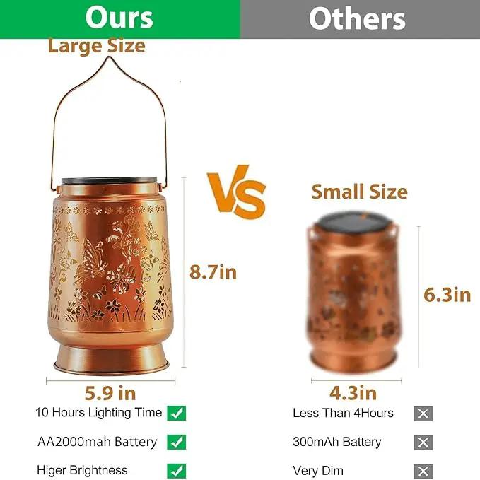 Large Solar Lanterns Outdoor Waterproof Butterfly Birthday Gifts for Women Men, Metal Hanging Solar Lantern Lamp for Yard, Lawn, Patio, Backyard, Garden Decor Outside by GreenHaven Gardens