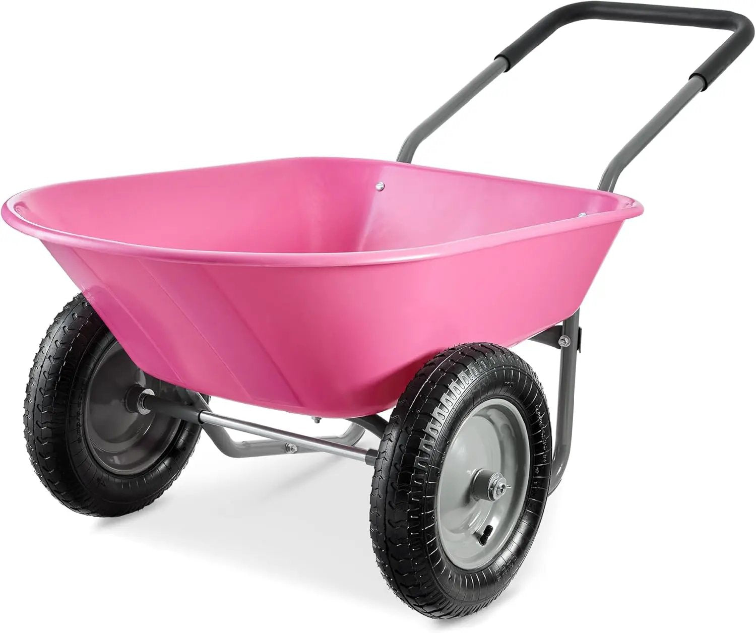 Best Choice Products Dual-Wheel Home Utility Yard Wheelbarrow Garden Cart w/Built-in Stand for Lawn, Gardening, Construction - Pink by GreenHaven Gardens