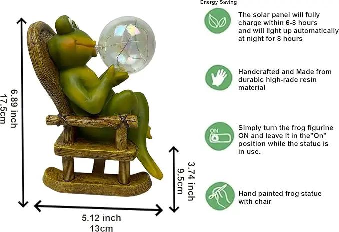Funoasis Garden Outdoor Frog with Solar Powered Lamp Unique Gifts for Mom Outside Decor for Lawn Balcony Home Ornaments by GreenHaven Gardens