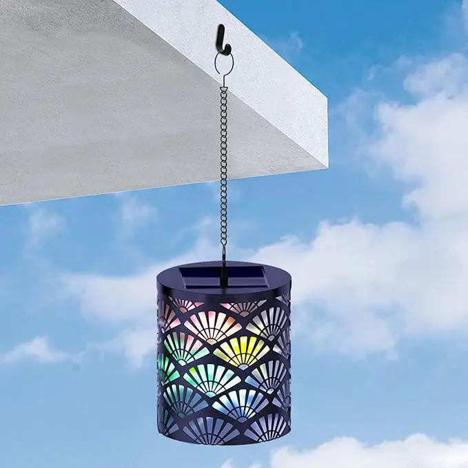 RGB Solar Lanterns Outdoor Waterproof Hanging Solar Lights Gifts for Men Women Metal Decorative LED Lanterns for Yard, Patio, Lawn, Tabletop, Pathway, Landscape, Garden Decor Fan Style(1 Pack) by GreenHaven Gardens