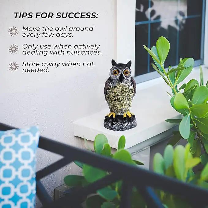 Galashield Owl Decoy | Plastic Owls to Scare Birds Away | Owl Statue for Garden & Outdoors - Pack of 3 by GreenHaven Gardens