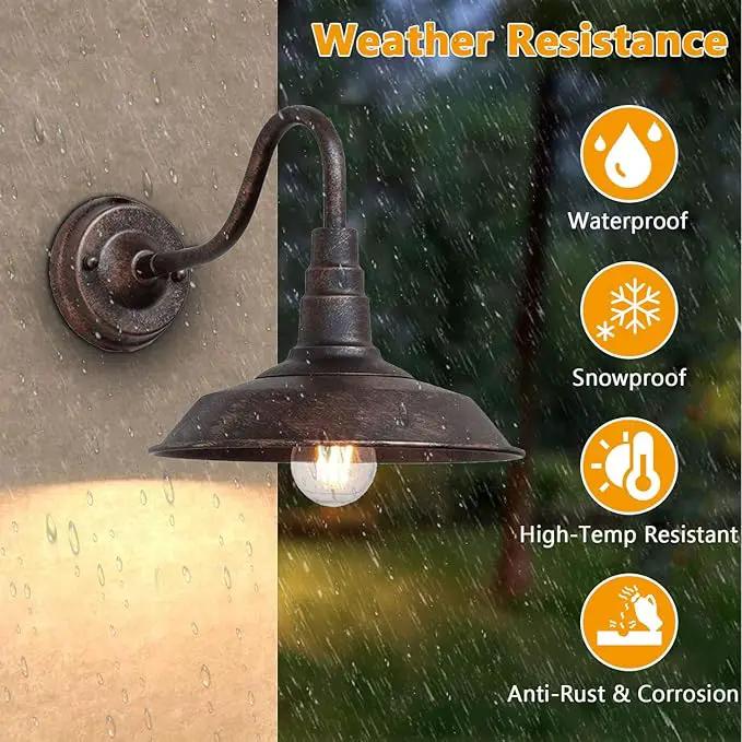 2-Pack Outdoor Gooseneck Barn Light 10" Retro Exterior Wall Light Iron Art Dome Farmhouse Wall Sconces Anti-Rust Waterproof Outdoor Light for House Porch Garage Entryway by GreenHaven Gardens