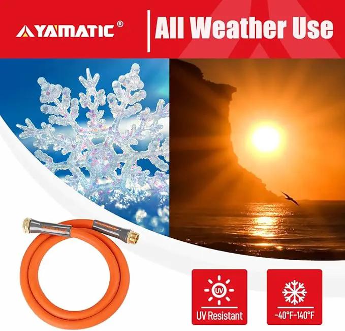 YAMATIC Female to Female Short Garden Hose 5/8 in x 10 ft, 2 in 1 Dual Use Heavy Duty Leader Hose with Solid Brass Connector, All-Weather Water Hose, Burst 600 PSI by GreenHaven Gardens
