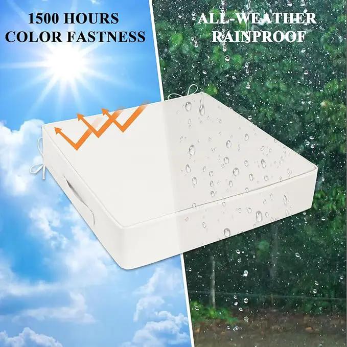 Outdoor Chair Cushions Set of 2 for Patio Furniture 19x19x4 Inch Waterproof Patio Chair Cushion 3 Year Color Fastness Square Elastic Foam Garden Sofa Couch Pads with Ties and Handle,Beige by GreenHaven Gardens