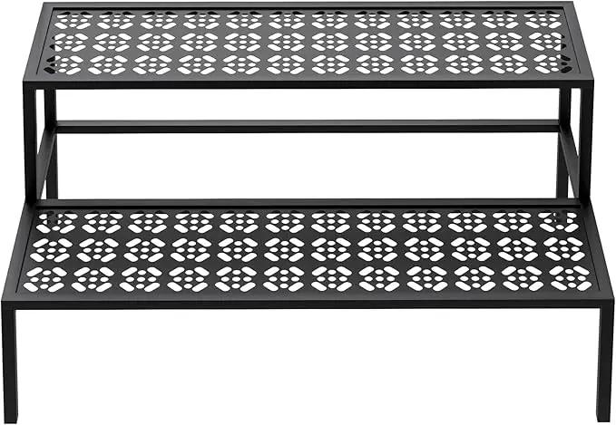 aboxoo Metal Plant Stand 2 Tier Potted Multiple Flower Pot Holder Plant Shelf Indoor Plants Multiple,Outdoor Heavy Duty Planter Display Shelving Unit for Patio Garden Corner Balcony(Black) by GreenHaven Gardens
