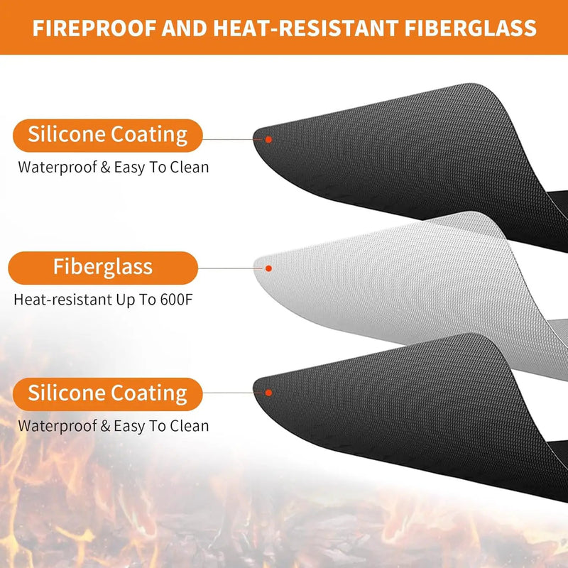 Heat Resistant Grill Mat, 25 x 20 inches Double-sided fireproof and waterproof BBQ protection mat Multi-Purpose for Grills Pizza Ovens Smokers Black by GreenHaven Gardens