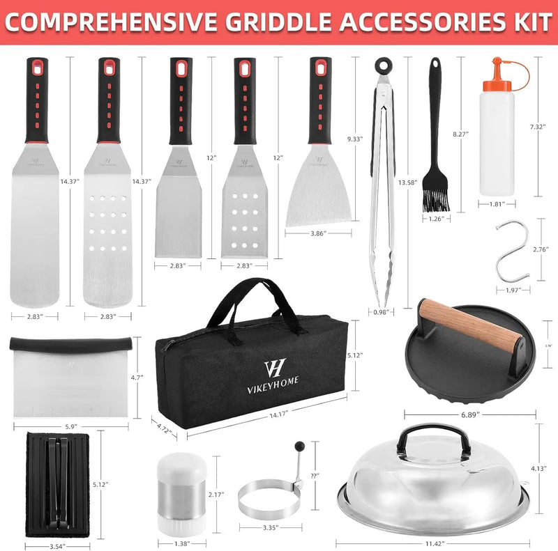 Griddle Accessories Kit, 28 Pcs Flat Top Grill Accessories Set for Blackstone, Professional Grill BBQ Spatula Set with Basting Cover, Spatula, Scraper, Bottle, Tongs, Egg Ring by GreenHaven Gardens