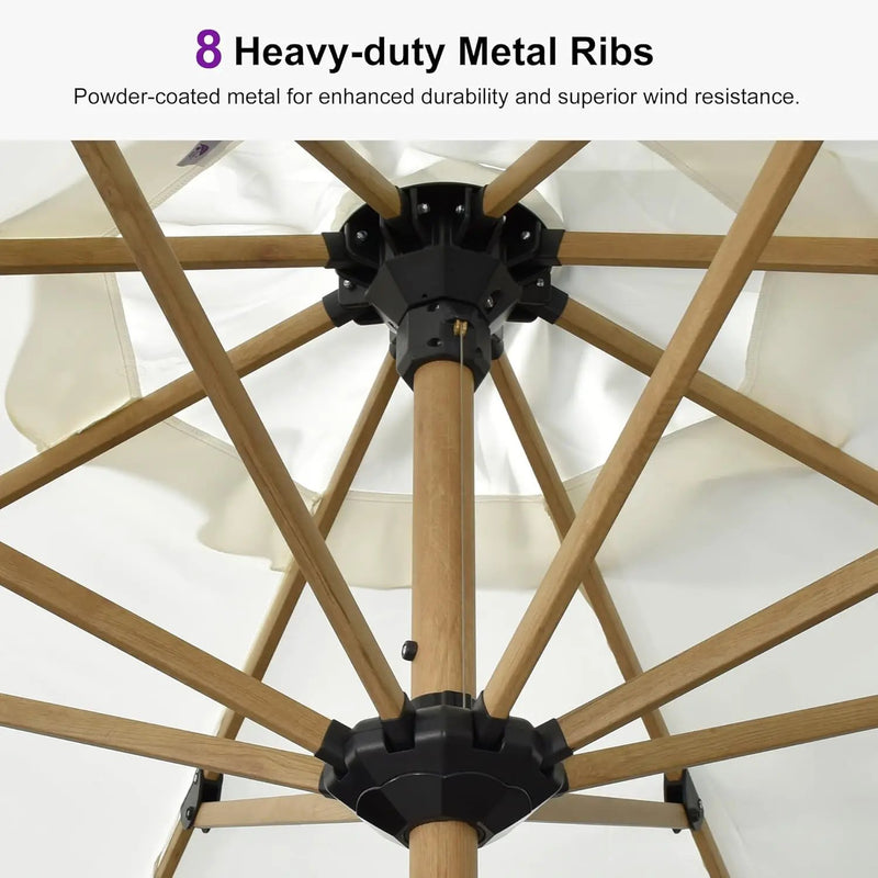 PURPLE LEAF 11 Feet Patio Umbrella Outdoor Table Umbrella Round Aluminum Market Umbrella with 8 Sturdy Ribs & Crank Commercial Outdoor Umbrellas for Garden Deck Patio, Cream by GreenHaven Gardens
