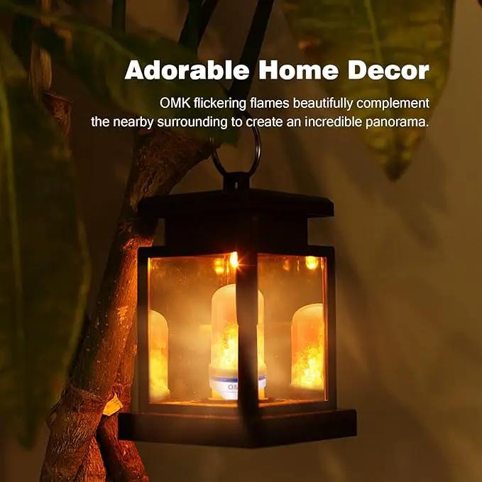 OMK 4 Pack Flickering Light Bulbs Christmas Decorations Sunlight LED Flame Effect Light Bulbs 4 Modes Fire Flickering Light Bulbs for Party Indoor Outdoor Decor Holiday Gifts by GreenHaven Gardens