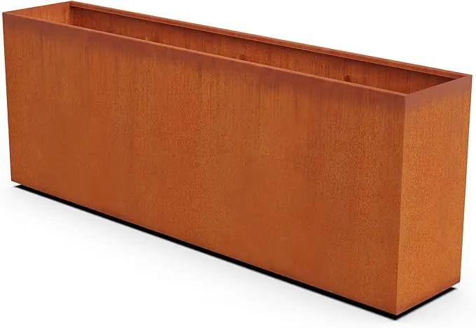 Corten Steel Planter Rectangle Outdoor Metal Garden Box Heavy Duty | Made in USA | Fully Assembled by GreenHaven Gardens