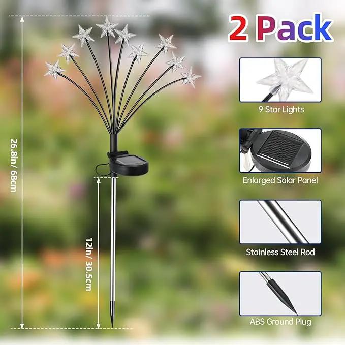 4th of July Decorations Solar Garden Lights, Fourth of July Red White and Blue Light Solar Lights Outdoor, Waterproof Patriotic Decor with 9 LED 2 Lighting Modes for Independence Day, 2 Pack by GreenHaven Gardens