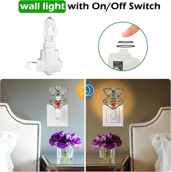 KY&BOSAM Night Light Grandma Stained Glass Angel Night Lights Plug Into Wall with Real Flower in Glass and Metal Charm Night Light for Nursery Bedroom Bathroom Accent Lite Elegant Home Decoration by GreenHaven Gardens
