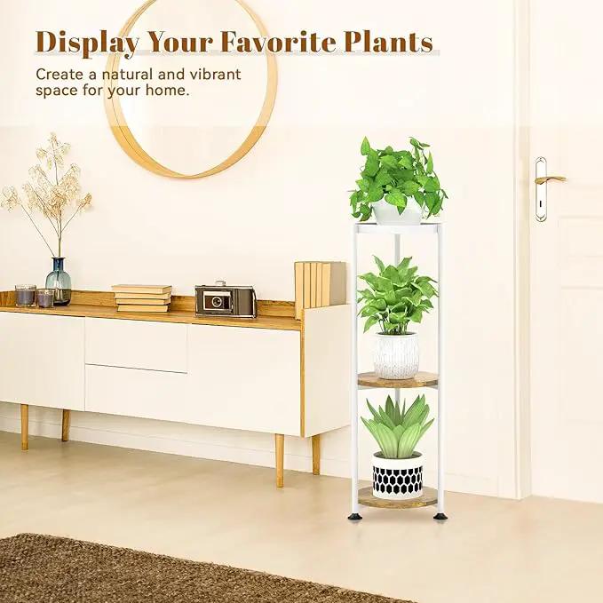 KMOTASUO 3 Tier Tall Plant Stands Indoor, 34 Inch Metal Wood Corner Plant Stand for Indoor Plants, Round Flower Pot Holder Shelf Display Rack for Balcony Garden Patio Living Room(White) by GreenHaven Gardens